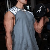cheap Tank Tops-Men&#039;s Tank Top Vest Top Undershirt Sleeveless Shirt Sleeveless Crewneck Summer Color Block Fashion Designer Basic Vacation Street Going out Black White Khaki Top Tee for Men