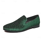 preiswerte Halbformell-Herren Loafer &amp; Slip On Übergrössen Loafer fahren Wanderschuhe Geschäftlich Britisch Hochzeit Party &amp; Abend St. Patricks Day Stoff Schwarz Weiß Blau Frühling Herbst
