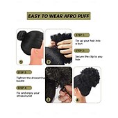 abordables Chignons-chignons Chignon Cheveux Synthétiques Pièce de cheveux Extension des cheveux Afro bouclé Ondulation Nouvelle An du quotidien Usage quotidien Noir naturel #1B