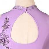 cheap Latin Dancewear-Dance Salsa Latin Dance Dress Rhinestone Pleats Embroidery Women&#039;s Performance Training Sleeveless High Spandex Tulle