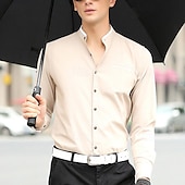 economico camicie oxford da uomo-Per uomo Camicia Camicia con colletto cinese Camicia con colletto alla coreana Camicia elegante Camicia con Bottoni Semplice Matrimonio Feste Rosa Blu Azzurro cielo Grigio scuro Manica Lunga Colletto