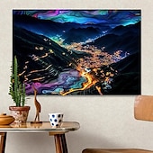 cheap Landscape Prints-Landscape Wall Art Canvas City Lights at Night Prints and Posters Pictures Decorative Fabric Painting For Living Room Pictures No Frame