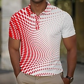 Men's Geometric Golf Shirt Short Sleeve Polo Shirts Collared Shirts Casual Vacation Wear Formal Wear Festival Wear Buttons 3D Print Summer Red Blue 6