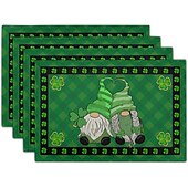 cheap Placemats &amp; Coasters &amp; Trivets-St. Patrick&#039;s Day Placemat, Clover Table Decoration, Non slip and Thermal Insulation Linen Mats Seasonal Spring Table Mats for Party Kitchen Dining Decoration