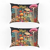 abordables Sábanas y funda de almohada-Juego de 2 fundas de almohada tamaño queen con diseño de setas, funda de edredón estampada, funda de almohada suave y transpirable, funda de almohada decorativa (20 x 30 pulgadas)