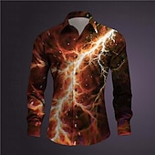 abordables Chemises imprimées pour hommes-Homme Éclairage Chemise Chemise boutonnée manche longue Abstrait Sous-culturel Usage quotidien Sortie Printemps Col rabattu Imprimer Bouton bas Bleu Violet Orange Vert Gris
