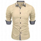 economico Camicie Button Down da uomo-Per uomo Camicie Camicia abbottonata Camicia non stirabile Maglietta informale Nero Bianco Rosa Borgogna Blu Manica lunga Color Block Tinta unita / tinta unita Collo ripiegabile Matrimonio Da mare