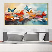 preiswerte Tiergemälde-Großes handgemaltes abstraktes buntes Schmetterlings-Ölgemälde auf Leinwand, handgemaltes Blumengemälde, Tiergemälde, Textur, Tiergemälde, Wandkunstbild für Wohnzimmer, Heimdekoration