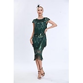 olcso Ruhák-Retró Ordító 20-as évek 1920-as évek Déli Flapper ruha Ruhák A nagy Gatsby Flapper lány Esküvői Vendég Flitter Rojt Flitter Kerek Jelmez Női Teljesítmény Esküvő Esküvői vendég Felnőttek Ruha Hazatér