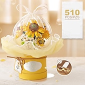 economico Costruzioni giocattolo-bouquet di simulazione di piccole particelle assemblato con elementi costitutivi per regalare alla fidanzata e al migliore amico un secchiello da abbraccio creativo per San Valentino