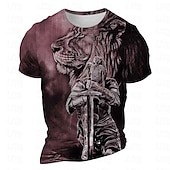 abordables Camisetas de Halloween-Hombre Graphic León Caballeros templarios Horror gótico Camiseta Manga Corta Camiseta Impresión 3D Cuello Barco Camisa Gótico Subcultura Deporte Festivos Noche Burdeos Azul Piscina Morado Primavera