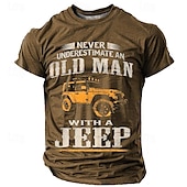 abordables T-shirts amusants pour hommes-Homme Graphique Voiture Vieil Homme T-shirt Manche Courte T-shirt Impression 3D Col ras du cou Chemise Occasionnel street style Sport en Plein Air Fête Sortir Noir Bleu Marron Printemps &amp; Été