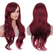 economico Parrucche storiche-parrucche 28 pollici 70cm lunghi capelli ricci ondulati parrucca cosplay resistente al calore con cuffia per parrucca parrucche di carnevale
