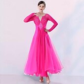 economico Abbigliamento da Competizione-Balli da sala Abito A fantasia Cristalli / Strass Per donna Prestazioni Feste Manica lunga Retato Elastene Organza