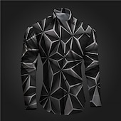 cheap 3D Pattern-Men&#039;s Geometry Shirt Button Up Shirt Long Sleeve Artistic Subcultural Daily Wear Going out Spring Turndown Print Button-Down Red Blue Green Gray