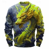 economico Felpe 3D da uomo-Per uomo Animali Drago Felpe Felpa Maglione Manica lunga Felpa Girocollo Di tendenza Informale Stile di strada Stampa 3D Per uscire Abbigliamento di strada Stampa 3D Primavera &amp; Autunno
