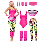 ieftine îmbrăcăminte-Retro / vintage Roz Aprins Ținute Costume de fancy Pentru femei Costum de carnaval Halloween Carnaval Mascaradă Petrecere / Seara Petrecerea Burlăcițelor Parada Mândriei Adulți Leotard / Onesie