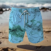 cheap Geometric Print-Men&#039;s Texture Crack Swim Trunks Swim Shorts Board Shorts Mid Waist Vacation Hawaiian Holiday Vacation Holiday Beach Drawstring with Mesh lining Elastic Waist Designer Clothing Apparel