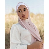 baratos Islâmico Arábico-Mulheres Xales lenços de hijab Árabe árabe muçulmano Ramadã Côr Sólida Adulto Xale