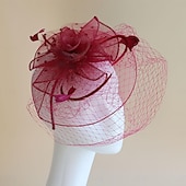 levne Svatební čelenka-Fascinátory Klobouky Doplňky do vlasů Organza Se širší krempou Cylindr Závojový klobouk Dostih koktejl Elegantní Vinobraní S Peří Mašličky Přílba Pokrývky Hlavy