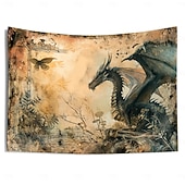 cheap Animal Tapestries-Vintage Dragon Hanging Tapestry Wall Art Large Tapestry Mural Decor Photograph Backdrop Blanket Curtain Home Bedroom Living Room Decoration