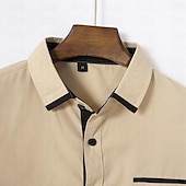 abordables camisas de hombre sin planchar-Hombre Camisa Camisa para Vestido Camisa de cuello Abotonar la camisa Bloque de color Boda Diario Bleu Ciel Negro Blanco Verde Claro Manga Larga Cuello Vuelto Primavera &amp; Otoño Ropa Retazos