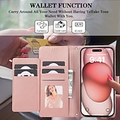 お買い得  iPhone用ケース-電話 ケース 用途 iPhone 16 iPhone 15 Pro Max iPhone 14 13 12 11 Pro Max Mini SE X XR XS Max 8 7 Plus ウォレットカードケース ミラー ジッパ－ 全身保護 幾何学模様 TPU PUレザー