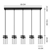cheap Island Lights-Pendant Lighting for Kitchen Island, 1/3/5-Light Dining Room Light Fixtures Hanging Linear Chandeliers, Farmhouse Chandeliers for Dining Room Pendant Light Fixtures Matte Black Finish with Glass Shades