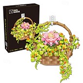 baratos Brinquedos de Montar-Presentes do dia das mulheres buquê de flores conjunto de construção flores casa bonsai plantas com luz led coleção botânica decoração de parede brinquedo de construção criativa presentes do dia das