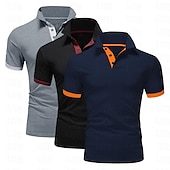 olcso Férfi klasszikus póló-Férfi POLO trikó Golfing Hétköznapi Sport Hajtóka Rövid ujjú Divat Alap Tömör szín Kollázs 3 db Nyár Normál Szürke+Fekete+Navy Blue Kék+bor+tengerészkék Szürke+narancs+bor Bor+Fehér+Navy Blue POLO