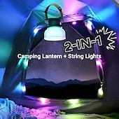 economico Striscie luci ad energia solare-lanterna da campeggio luci solari a stringa multifunzionali ricaricabili tenda da campeggio luce da esterno 16,4 piedi ip65 attrezzatura da campeggio impermeabile con emergenza ricaricabile per decorazioni natalizie, per la casa e per le feste