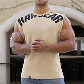 cheap Tank Tops-Men&#039;s Tank Top Vest Top Undershirt Sleeveless Shirt Sleeveless Crewneck Summer Color Block Fashion Designer Basic Vacation Street Going out Black White Khaki Top Tee for Men