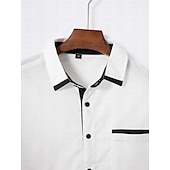 preiswerte Businesshemden für Herren-Herren Oberhemd Lässiges Hemd Schwarz Weiß Hellgrün Burgunderrot Blau Langarm Farbblock Solide / einfarbig Umlegekragen Hochzeit Urlaub Button-Down Bekleidung Baumwolle Modisch Freizeit