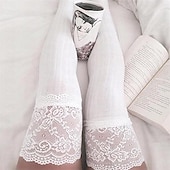 cheap Socks-Women&#039;s Stockings Wedding Work Daily Lace Retro Cotton Simple Casual Vintage Retro Elastic Casual 1 Pair