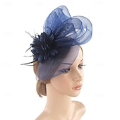 levne Svatební čelenka-Fascinátory Klobouky Doplňky do vlasů Organza 30. léta Cylindr Závojový klobouk Dostih koktejl Elegantní Luxus S Peří Mašličky Přílba Pokrývky Hlavy