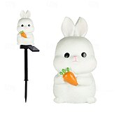tanie Światełka Wielkanocne-wielkanocna słoneczna lampa ogrodowa królik żaba zwierzęca lampa słoneczna z żywicy na zewnątrz wodoodporny wystrój drewniany stos lampa wakacje dziedziniec chodnik trawnik dekoracja zewnętrzna 1 szt.