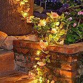 economico Striscie luci ad energia solare-luci solari a forma di rosa con fiori per San Valentino, 2 m, 20 LED, impermeabili, luci da giardino natalizie per casa, camera da letto, festa, matrimonio, patio, decorazione