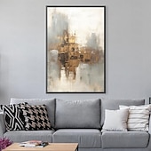 preiswerte Ölgemälde-Großes handgemaltes Blattgoldgemälde auf Leinwand, abstraktes beiges Ölgemälde, luxuriöse Kunst, strukturiertes Gemälde, handgemalte Kunst, goldenes Ölgemälde, Wanddekoration für Hoteldekoration