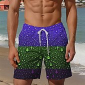 cheap Geometric Print-Men&#039;s Optical Illusion Mixed Color Swim Shorts Board Shorts Swimming Trunks Mid Waist Vacation Hawaiian Holiday Vacation Holiday Beach Drawstring with Mesh lining Elastic Waist Designer Clothing