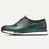 cheap Premium Leather Sneakers-Men&#039;s Premium Cowhide Leather Slip-On Loafers – Green and Black Brogue Design, Comfortable Cushioned Sole, Casual and Formal Shoes