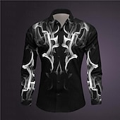 halpa Geometric Pattern-Miesten Geometrinen printti antaa potkut Paita Button Up paita Pitkähihainen Abstrakti Subkulttuuri Arki-asut Bile Kevät Sänkyjen avaus Painettu Painike alas Tumman punainen Keltainen Punastuvan