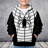 cheap Boy&#039;s 3D Animals-Boys 3D Spider Hoodie Coat Outerwear Long Sleeve Fall Winter Active Streetwear Cool Kids 3-12 Years Zip Street Daily Regular Fit