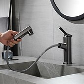 economico Rubinetti per lavandino bagno-Lavandino rubinetto del bagno - Doccetta estraibile Galvanizzato Installazione centrale Una manopola Un foroBath Taps