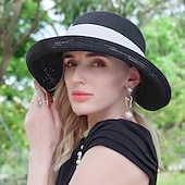economico Cappelli per feste-berretto Fibra Cappelli da pescatore A falda larga Cappello di paglia Matrimonio Informale Elegante Protezione solare Con Fiocco A fantasia Copricapo Copricapo