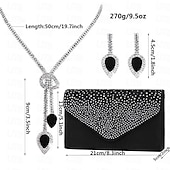 cheap Wearable Accessories-Bride Jewelry Set Tassel Earrings Water Drop Necklace Women&#039;s Silk Hot Diamond Dinner Bag Three Piece Set Women&#039;s