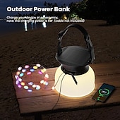 economico Striscie luci ad energia solare-lanterna da campeggio luci solari a stringa multifunzionali ricaricabili tenda da campeggio luce da esterno 16,4 piedi ip65 attrezzatura da campeggio impermeabile con emergenza ricaricabile per decorazioni natalizie, per la casa e per le feste