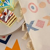 cheap Tablecloth-Bohemian geometric pattern tablecloth cotton and linen waterproof wash free tablecloth spring outing camping picnic mat cover cloth