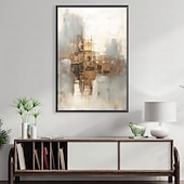 preiswerte Ölgemälde-Großes handgemaltes Blattgoldgemälde auf Leinwand, abstraktes beiges Ölgemälde, luxuriöse Kunst, strukturiertes Gemälde, handgemalte Kunst, goldenes Ölgemälde, Wanddekoration für Hoteldekoration