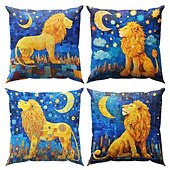 abordables style animalier-Housse de coussin double face motif lion 1 pièce | Housse de coussin carrée décorative douce, taie d&#039;oreiller pour chambre à coucher, salon, qualité supérieure, coussin d&#039;intérieur pour canapé, lit,