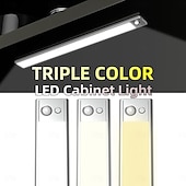 cheap Cabinet Light-Light In The Box Motion Sensor Cabinet Light Ultra Thin Under Cabinet Lighting USB Rechargeable Battery Operated, Tri-color Wireless Closet Lights Night Lights for Bedroom Wardrobe Stairs
